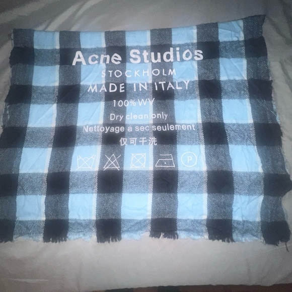 Unisex Acne Studios Stockholm Checked Wool Logo Scarf Made in Italy - Picture 7 of 10